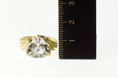 10K Yellow Gold Trillion Cubic Zirconia Solitaire Statement Ring