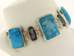 Sterling Silver Turquoise & Mystic Topaz Bracelet