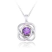 Sterling Silver 2/5ct Amethyst Love Knot Necklace