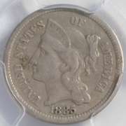 1885 3 Cent Nickel 1000 Minted PCGS VF 35