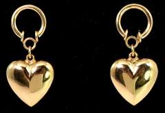 Fun Dangling Heart Earrings in 14KT Yellow Gold