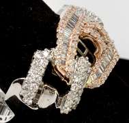Two Tone Diamond Ornate Ring in Gold
