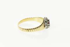 14K Yellow Gold Oval Ruby Diamond Accent Halo Grooved Ring