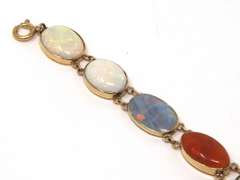 Dynamic Seven Bezel Set Shaped Cut Natural Multi Color Opals Bracelet