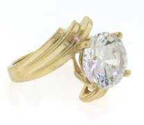 Dazzling Round Cubic Zirconia Yellow Gold Ring