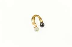 14K Yellow Gold Black & White Pearl Curved Arch Pendant