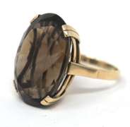 Charming Oval Shaped Cut Natural Smokey Quartz Ring