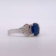 14kt Gold, Blue Sapphire, & Diamond Ring