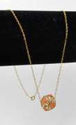 14K Gold Chain Necklace with Filigree Ball Pendant