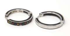 Effy Black Enamel Multi Color Sapphire Hoops