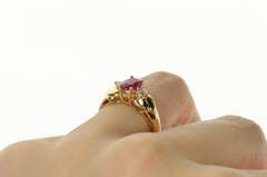 14K Yellow Gold 0.90 Ctw Natural Ruby Diamond Engagement Ring