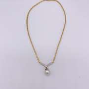 Stunning 18kt Gold, Pearl, & Diamond Pendant Necklace