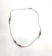 Sterling silver necklace with red and silver beads