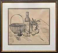 Vintage Still Life Ink Drawing Framed & Signed