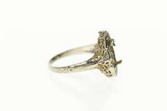 10K White Gold Art Deco Filigree Ornate Statement Setting Ring