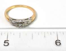 Petite Vintage Diamond Ring in 2-Tone 14KT Gold, Size 4