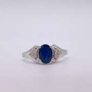 14kt Gold, Blue Sapphire, & Diamond Ring