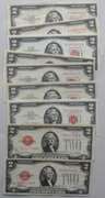 9 Assorted $2 Red Seal US Notes