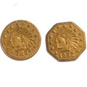 1852 1853 Ca Gold Quarter Size Tokens