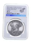MS70 2019 Apollo 11 Anniv. Robbins Medal Restrike 1 Oz Silver NGC/CAG