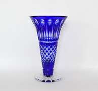 Outstanding Cobalt Blue Cut to Clear Crystal Vase