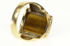10K Yellow Gold Carved Tiger's Eye Soldier Cameo Retro Ring