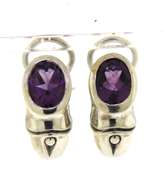 Sterling Silver John Hardy Amethyst Bamboo Earrings