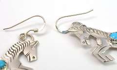 Jumping Horse Sterling Earrings w/ Turquoise