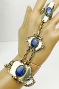 Vintage Silver & Lapis Slave Bracelet