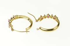 10K Yellow Gold Ruby Diamond Classic Hoom Statement Earrings