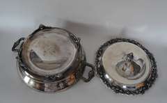 Antique Homan Silver Plate Covered Chafing Dish