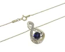 Sterling Silver Shimmering Blue CZ Pendant on Chain