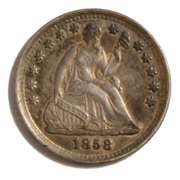 1858 Very Near Unc Seated Half Dime