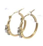 Brilliant Yellow Gold Diamond 3 Stone Hoop