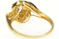 14K Yellow Gold Tanzanite Diamond Swirl Halo Statement Ring