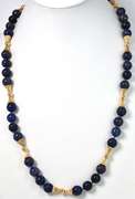 Incredible Lapis Bead Necklace in 14KT Yellow Gold