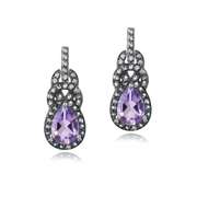 Sterling Silver Amethyst & Blue Topaz Twist Teardrop Dangle Earrings