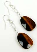 Long Sterling Silver Tiger Eye Earrings
