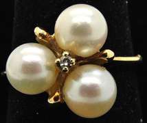 Vintage Diamond & Pearl Ring in 10kt Gold