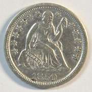 Sharp 1850 Stars Obverse Liberty Seated Dime. AU Details