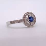 14kt Gold, Blue Sapphire, & Diamond Ring