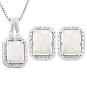 2 2/5 CARAT CREATED FIRE OPAL & DIAMOND 925 STERLING SILVER JEWELRY SET
