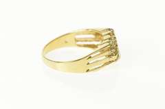 14K Yellow Gold Men's Squared Textured Nugget Diamond Ring