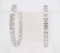 Oval Diamond Inside Out Hoop Earrings in 18k