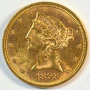 Ultra-fresh Choice BU 1893 US $5 Liberty Gold Piece