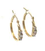 Brilliant Yellow Gold Diamond 3 Stone Hoop