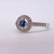 14kt Gold, Blue Sapphire, & Diamond Ring