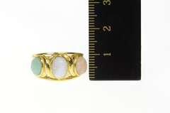 14K Yellow Gold Quartz & Agate Carved Scarab Retro Statement Ring
