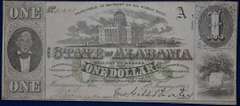 State Of Alabama, Montgomery. 1863 Confederate $1, About Uncirculated.