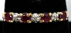 The Daintiest Ruby & Diamond Band in Yellow Gold